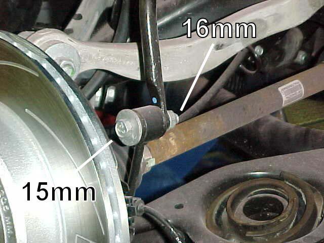 9) Detach the endlinks from the sway bar using 15mm wrench