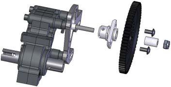 Do NOT overtighten the nut on the Top Shaft! 2228 - Mount the 4881 Spur Gear so the flat side faces AWAY from the transmission. Secure using (2) 5252 Screws.