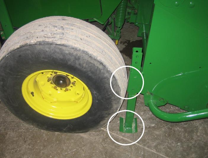 4.0 Installation of Jack Stand Bracket on John Deere 7 Hay Pickup (as needed only contact RCI for new stand if needed not needed for RCI hay pickups) If the PTFH is outfitted