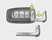 Značilnosti vašega vozila Tip C OTA040001 Tip C Če želite odstraniti mehanski ključ, pritisnite in pridržite tipko za sproščanje ter odstranite mehanski ključ.