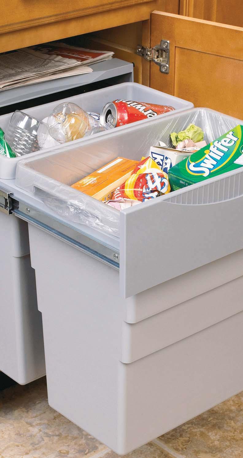 400 EASY-CARGO WASTE BIN For hinged door cabinets, for base mounting in cabinets