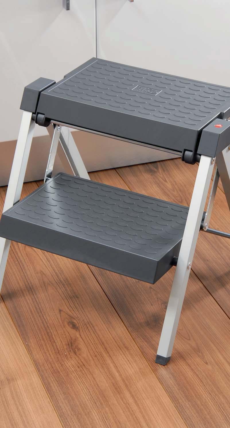 STEPFIX STEP STOOL Features: Wide non-slip steps, robust and compact design Dimensions: 340 x 406 x 68