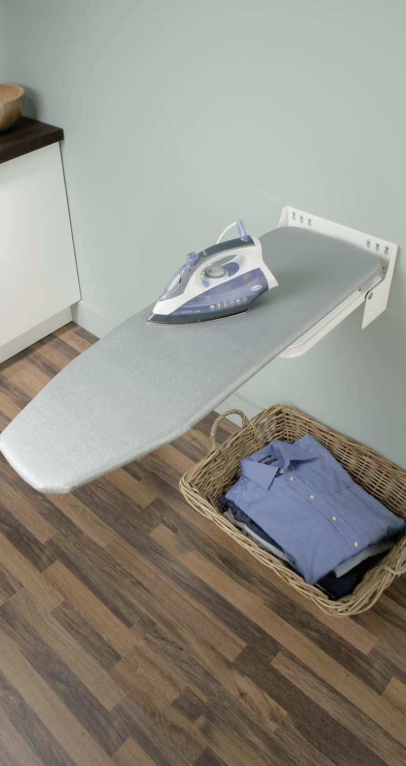 IRONFIX WALL MOUNTING IRONING BOARD With turning mechanism: Swivel range 180. Can be locked in left, right or inclined position. Description Ironing board without hood 568.66.