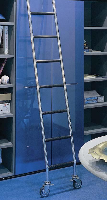 SLIDING LADDER In combination with sliding door fitting Material: Ladder and rungs: Steel, Rollers and cover Finish: Ladder: Chrome plated, Rungs: Chrome-plated with plastic