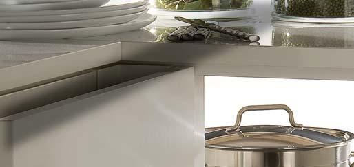 without interference to returning cabinets or dishwasher, allowing effortless loading or unloading.