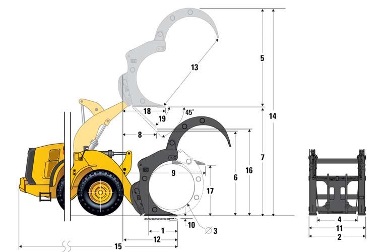 950M/962M Wheel Loaders Specifications 962M Operating Specifications with Logging Sorting Grapple Machine 962M Logger Interface Pin-On Fusion QC End Area 2.5 m 2 2.