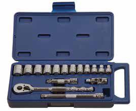 SOCKET AND DRIVE TOOL SETS All tools are professional quality, made of high-grade chrome vanadium steel Sockets feature