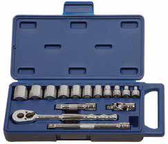 polyethylene (HDPE) cases that are strong and durable yet light in weight M 15 PIECE 3/8" DRIVE SOCKET AND DRIVE TOOL SET
