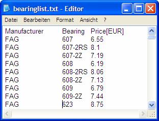 7-4 Location of text file with bearing prices in same folder as KISSsys model Figure