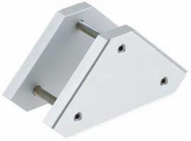 RK Compact Fixing Combination angle Combination angle for the creation of 2-axis combinations below 45 and 90 Simple assembly and centring due to prism geometry Material: Aluminium, clear anodised