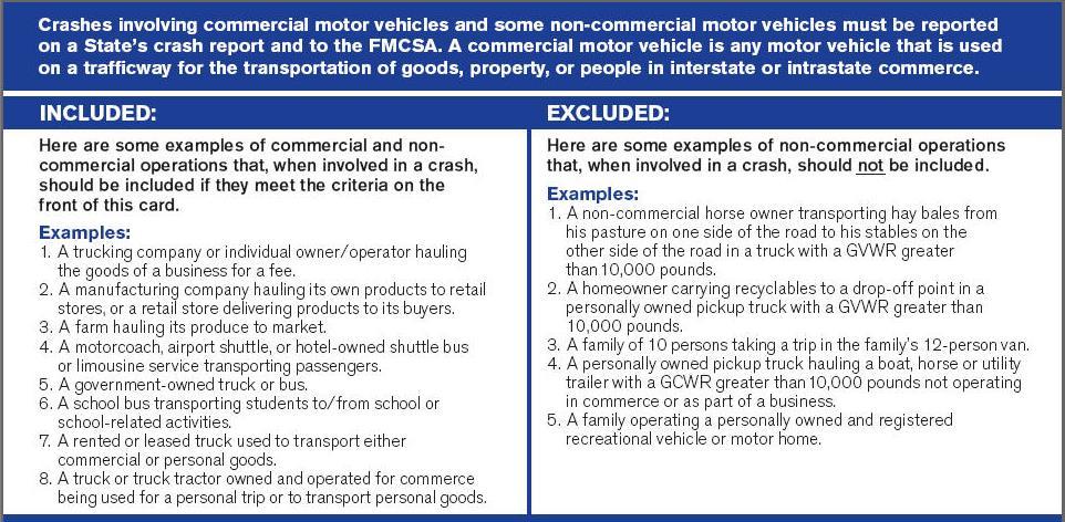 Truck and Bus Crashes Reportable to FMCSA