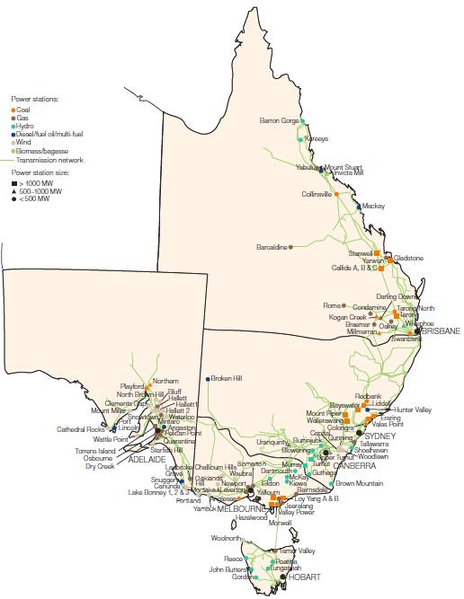 The Australian NEM Australian National Electricity Market (NEM) covers all Eastern States 90% of electricity demand.
