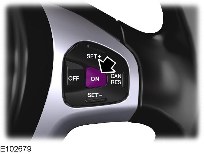 Cruise Control PRINCIPLE OF OPERATION Setting a speed WARNING The system does not relieve you of your responsibility to drive with due care and attention.