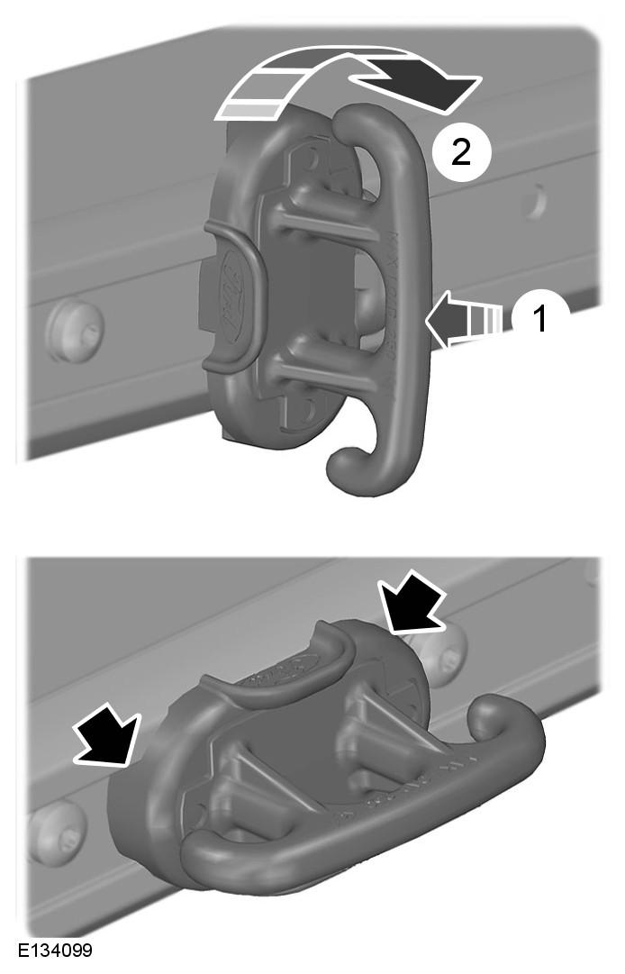 Load Carrying Tie down point locking bezel is damaged or broken or will not lock into place. Tie down point is not seated correctly within the support rail.