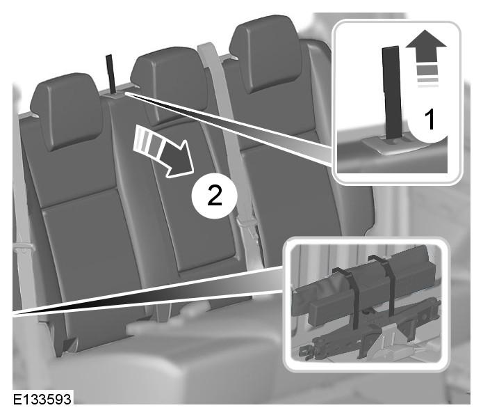 Wheels and Tyres Double cab 1. Lift the release strap. 2. Lower the seatback. 3.