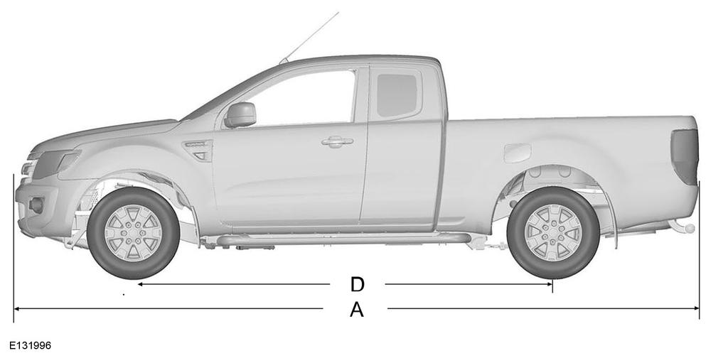 Capacities and Specifications Item A A B C C Dimension Description Maximum length - excluding rear bumper Maximum length - including rear bumper Overall width - excluding exterior mirrors Overall