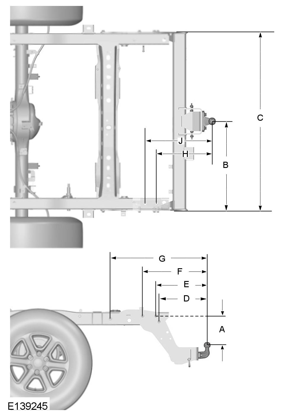 Capacities and Specifications 4x2 (vehicles with increased ride height) and 4x4 Item A A Dimension Description Attachment point - centre