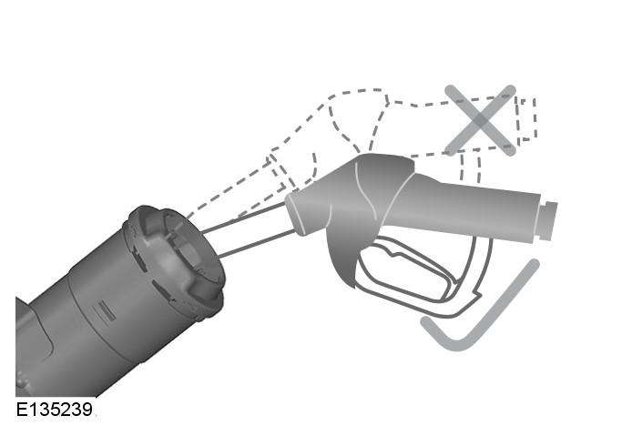 Lower the nozzle so that it locks in place on the fuel pipe opening. Keep it resting at this position and initiate refuelling by pulling the trigger. 1. Press the flap to open it. 2.