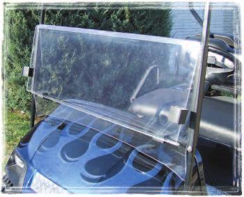 IMPACT-RESISTANT WINDSHIELDS Two-Piece Construction :: Choose from Clear or Tinted :: E-Z-Go RXV All New for 2009 SEAT KITS, BOXES, CUSTOM SEAT COVERS DIAMOND PLATE, BRUSH GUARDS LIFT KITS, FENDER