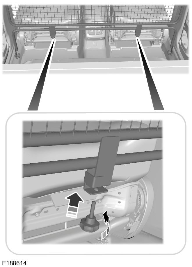 Load Carrying Installing behind the front seats 5. Secure the load bracket with the two wing nuts. Note: Do not exceed the maximum load weight A 44 lb (20 kg) 6. Remove in the reverse order. 1.