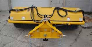 RPM, dependent on prime mover Storage stands for simple mounting, dis-mounting, and storage Hoses provided from hydraulic drive motors to bulkhead or valve on broom Customer must supply hoses from