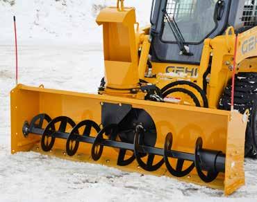HD-SNB A Snow Blower for Loaders and Skid Steers Snow Specification General Available in 66, 72, 78 and 84 widths Hydraulically driven two-stage snow blower Up to 40 throw distance Sealed electrical