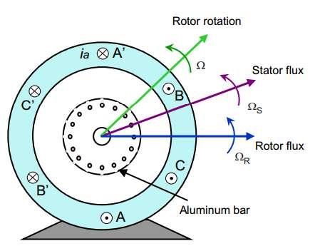 As the rotor begins to speed up and approach the synchronous speed of the stator magnetic field, the relative speed between the rotor and the stator flux decreases, decreasing the induced voltage in