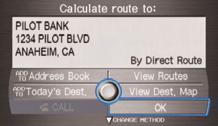The system calculates the route and displays the Calculate route to screen.