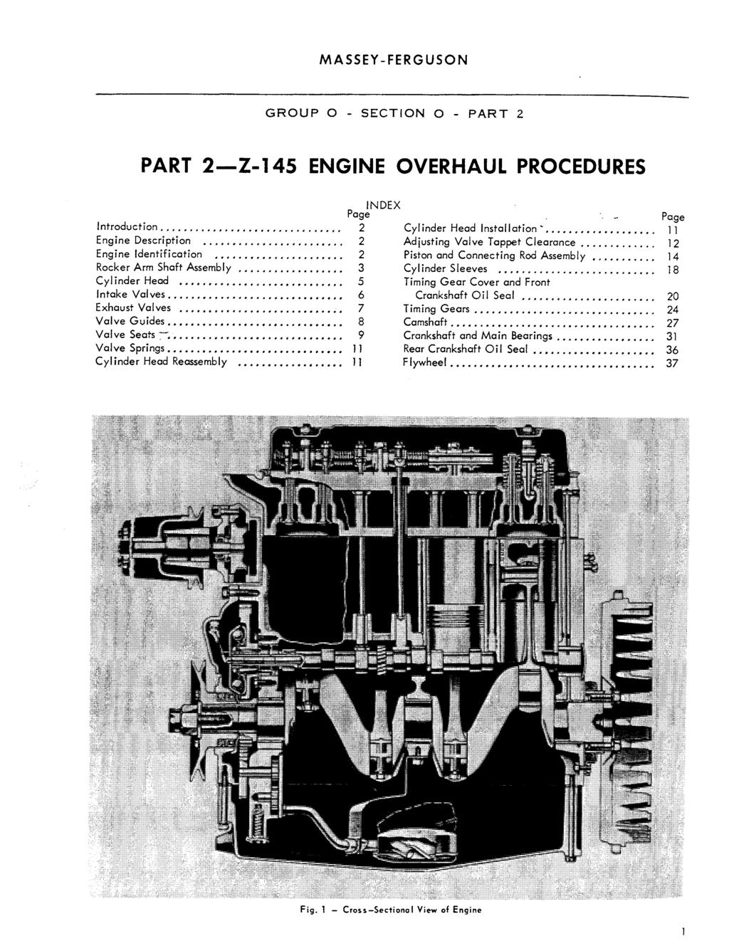 GROUP O - SECTION O - PART 2 PART 2-Z-45 ENGINE OVERHAUL PROCEDURES Introduction........... Engine Description.....,....... Engine Identification....... Rocker Arm Shaft Assembly..... Cylinder Head.