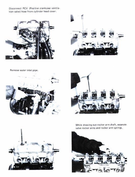 17) 18) Remove intake manifold with carburetor. 21) Loosen 8 valve adjusting screws.
