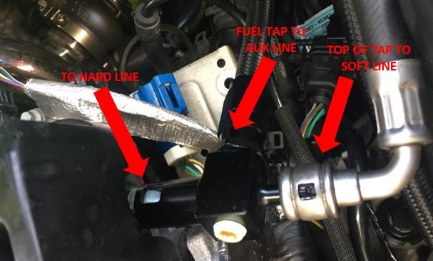 Figure 18 - Fuel Line and Tap Installed 28. Secure the fuel line using the large Zip ties. 29.