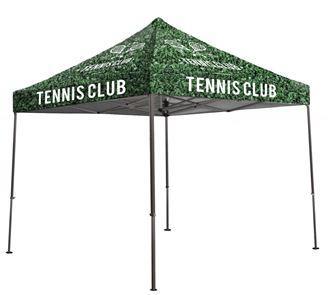 BRANDED TENTS FOR OUTSIDE EVENTS 10 x 10 & 5 x 5 Dye Sublimated tent excellent for any athletic event. Includes carrying bag, rope and stake kits. (Sand bag weights available at $12.