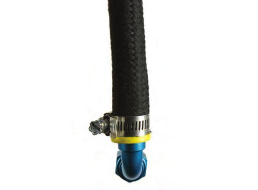 Press the fitting into the hose. The fitting is completely installed when the hose just contacts the plastic yellow hose end cover. 27.