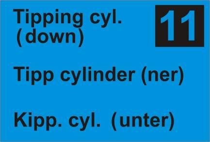 Figure 31. Hydraulic hose label (example tipping cylinder) All of the hydraulic hoses of the trailer are marked with colored labels. See table below for more detailed information.