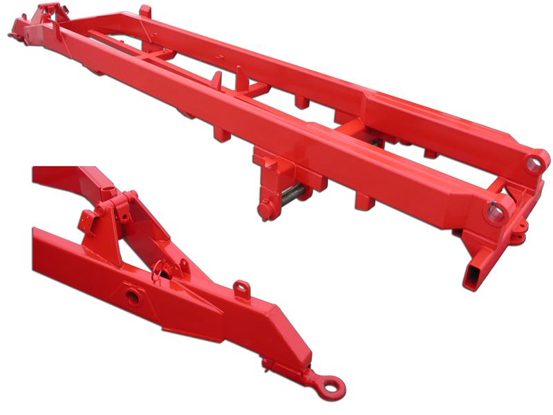 block Coupling hitch Rear beam Figure 2a. Chassis with bogie block system Brackets for frame locking system Figure 2b.