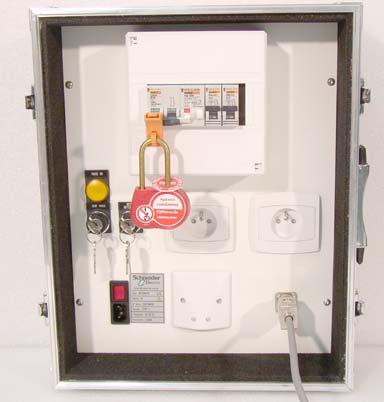 Technical data of the main components Case Electrical distribution It contains a case with a cover that provides locations for accessories storage and electrical equipment installed on a white Lamica