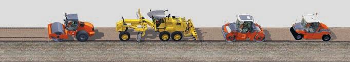 Grader Single-drum compactor To stabilize existing soil, binder is pre-spread in a first step by the all-wheel drive Streumaster SW 19 SC Rhino.