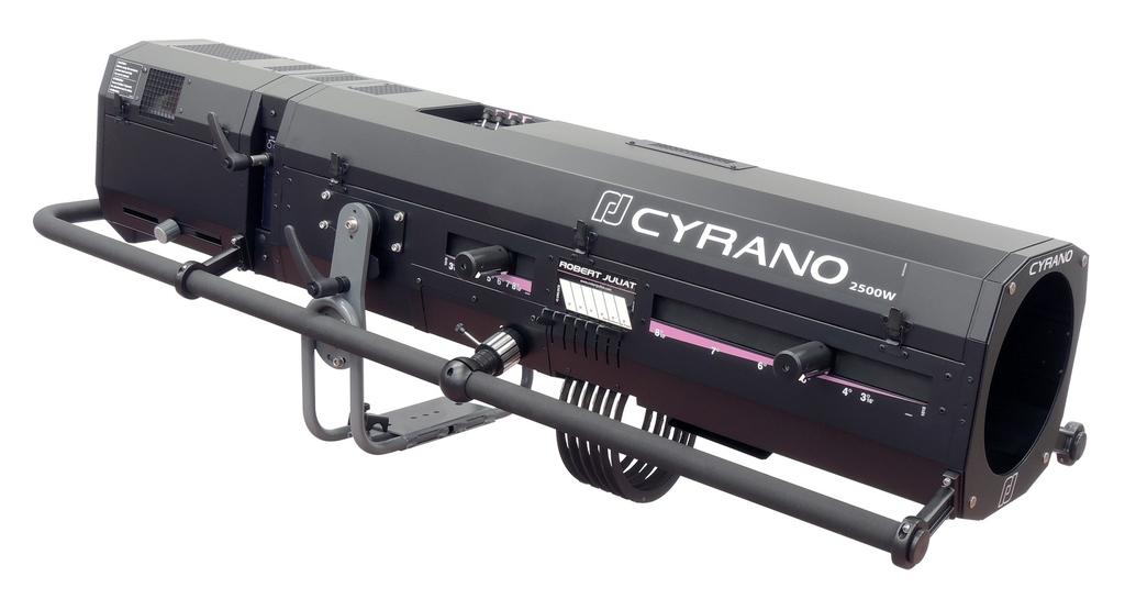 f Cyrano - 1015BS Grand - 2500 W HMI Type: Followspot Source: 2500 W HMI PSU: Magnetic - hot restrike Optics: 3 to 8 zoom DMX-control of motorised dimmer shutter Followspot For that little bit more!