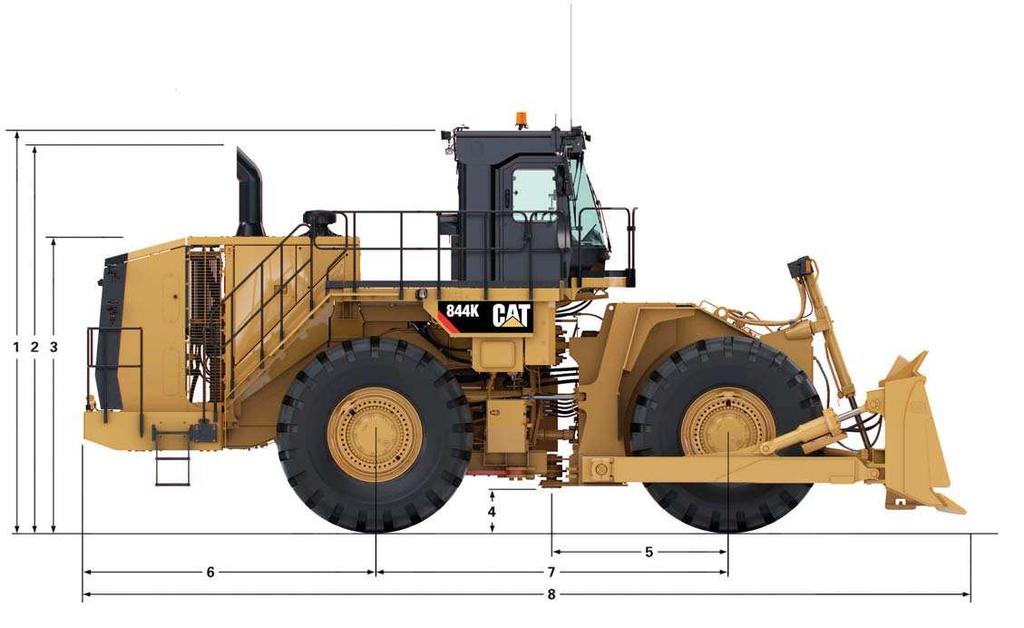 844K Wheel Loader Speciications Dimensions All dimensions are approximate.