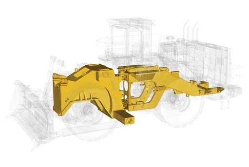 Full box-section frames absorb torsional forces during dozing, maintaining alignment for hitch pins and drive line.
