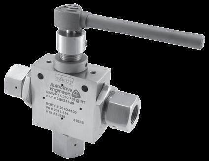 Ball Valves 3-Way Series Pressures to 20,000 psi (1379 bar) Distributed By: Parker Autoclave Engineers high-pressure ball valves have been designed to provide superior quality for maximum performance