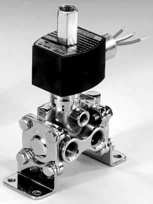 qwer Air Piloted Spring Return Shutdown System Zero Minimum Solenoid Valves Brass or Stainless Steel Bodies Air and Inert /" to /" NPT NC NO E P A / SERIES 86 Features Brass body construction for