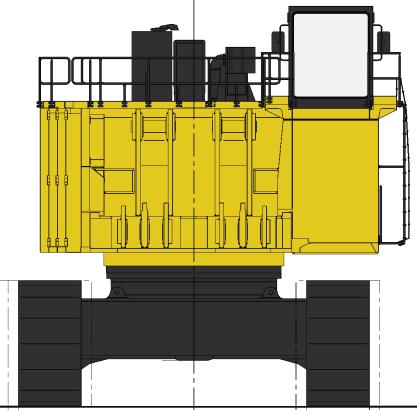 standard wear package with hammerless GET system CRAWLER UNDERCARRIAGE Heavy-duty shovel type undercarriage Centre carbody 2 heavy box-type track frames 7 bottom rollers and 3 top rollers each side