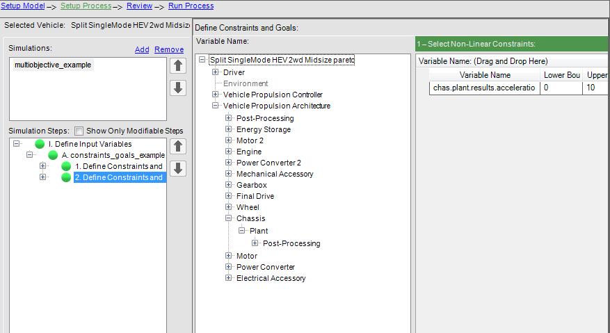 Figure 4. Defining constraints and objectives through the GUI Figure 5.