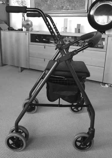 Operation Using as a walking aid When using the wheeled walker as a walking aid, it is recommended both hands be placed firmly on the handles, with fingers curled around the brake levers so that the