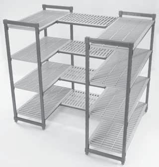 Camshelving Elements Series Components VS4 Stationary 4-Shelf Kits (3 Vented + 1 Solid) Includes 8 stationary shelf traverses, stationary traverse dovetails and vented or solid shelf plates.