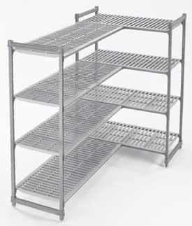 Camshelving Basics Series Accessories Corner Connectors Unique patented design ensures maximum shelf space utilization. Use 1 set per shelf to connect starter and add-on units in corners.
