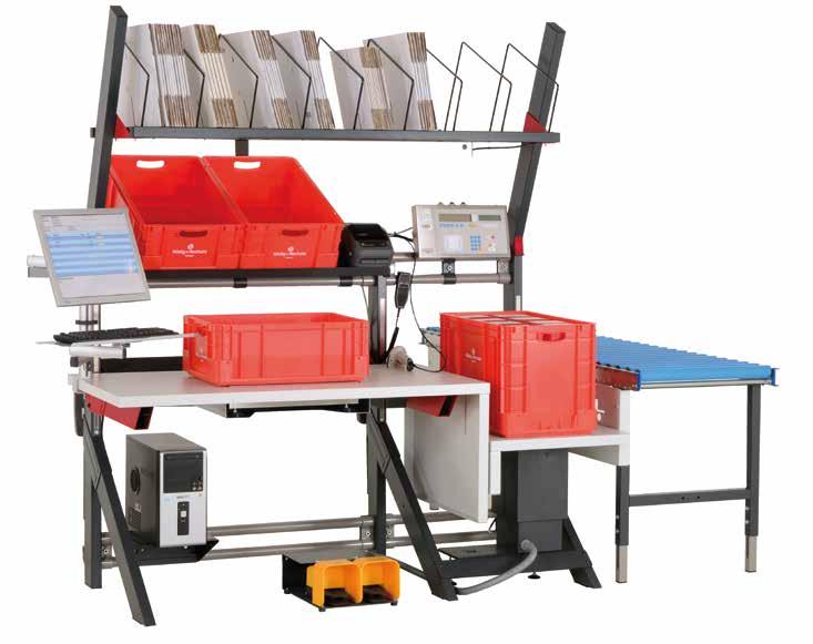 The counting scale integrated in the packing table features a PC interface as well as printer and scanner
