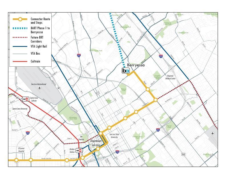VTA Planning for BART Warm Springs/South Fremont station opening 2015, Milpitas & Berryessa 2017 Berryessa Connectors: 323 Stevens Creek every 10 min Downtown Limited Stop every 15 min Berryessa