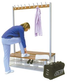 Cloakroom Equipment Island Seating Welded 38mm Tubular Steel Supplied with Double Coat Hooks Available with Shoe Basket or Tray Double Sided Powder Coated